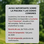 Del Mas Pase Piscina 2 Columnas Del 1 Junio 2026 Al 30 Agosto 2026 Chalet *